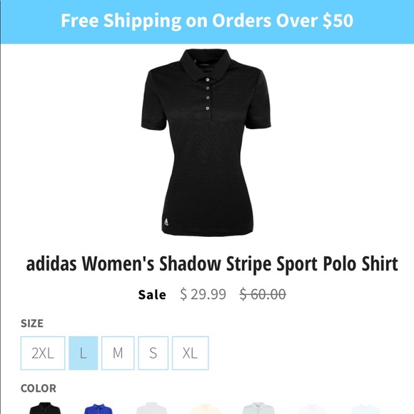 adidas Women’s Shadow Stripe Sport Polo - Picture 1 of 2